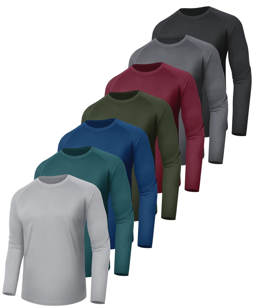 7 Pack Long Sleeve Shirts for Men – Quick Dry Moisture Wicking Sun Protection…