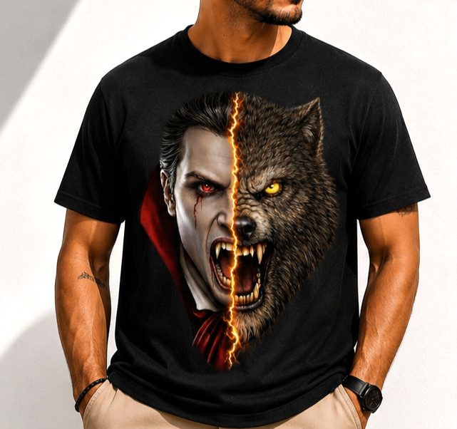 Vampire Werewolf Graphic T Shirt Horror Monster Tee Unisex gallery