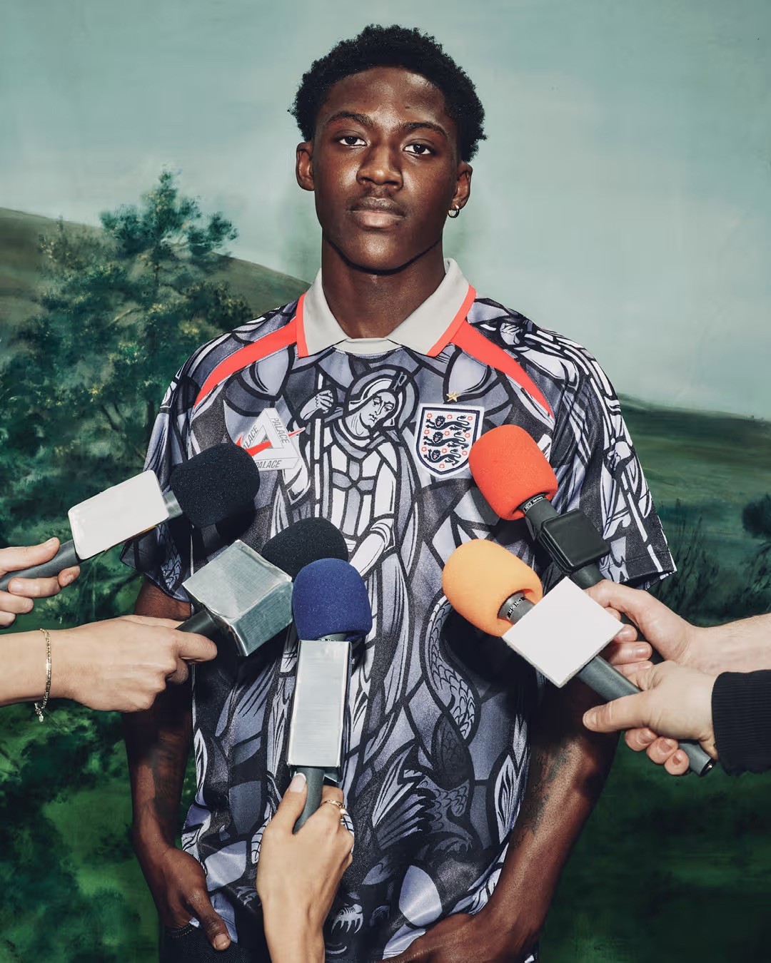 Palace x England Medium Nike Jersey Pewter Grey Black Crismon IN HAND FAST SHIP gallery