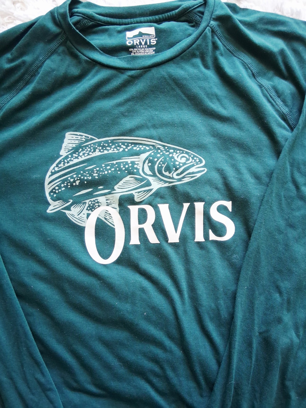 Orvis Teal Green Long Sleeve Graphic Shirt Size: L gallery