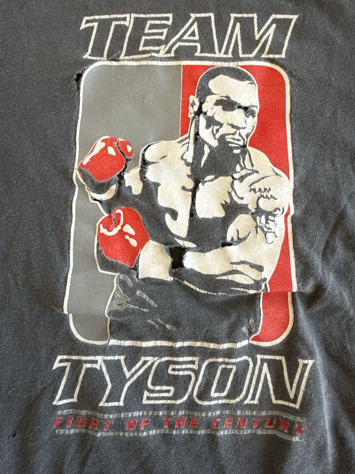 Mike Tyson Lewis Fight Of The Century 2002 Boxing Distressed Vintage T-Shirt XXL gallery