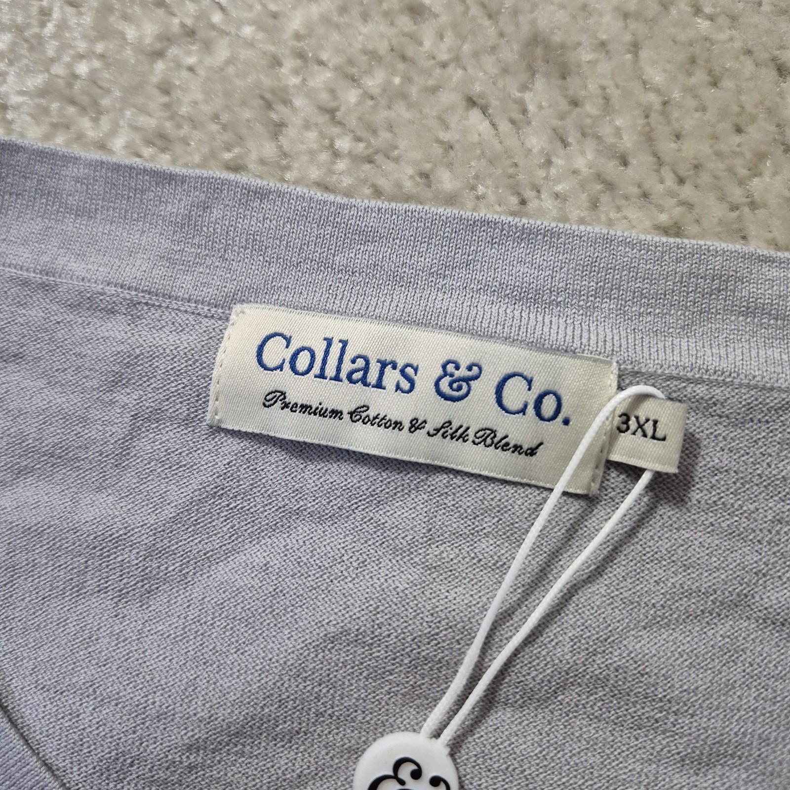 Collars & Co Cotton Silk T Shirt Mens 3XL Gray Comfort Knit Stretch Luxury Beach gallery