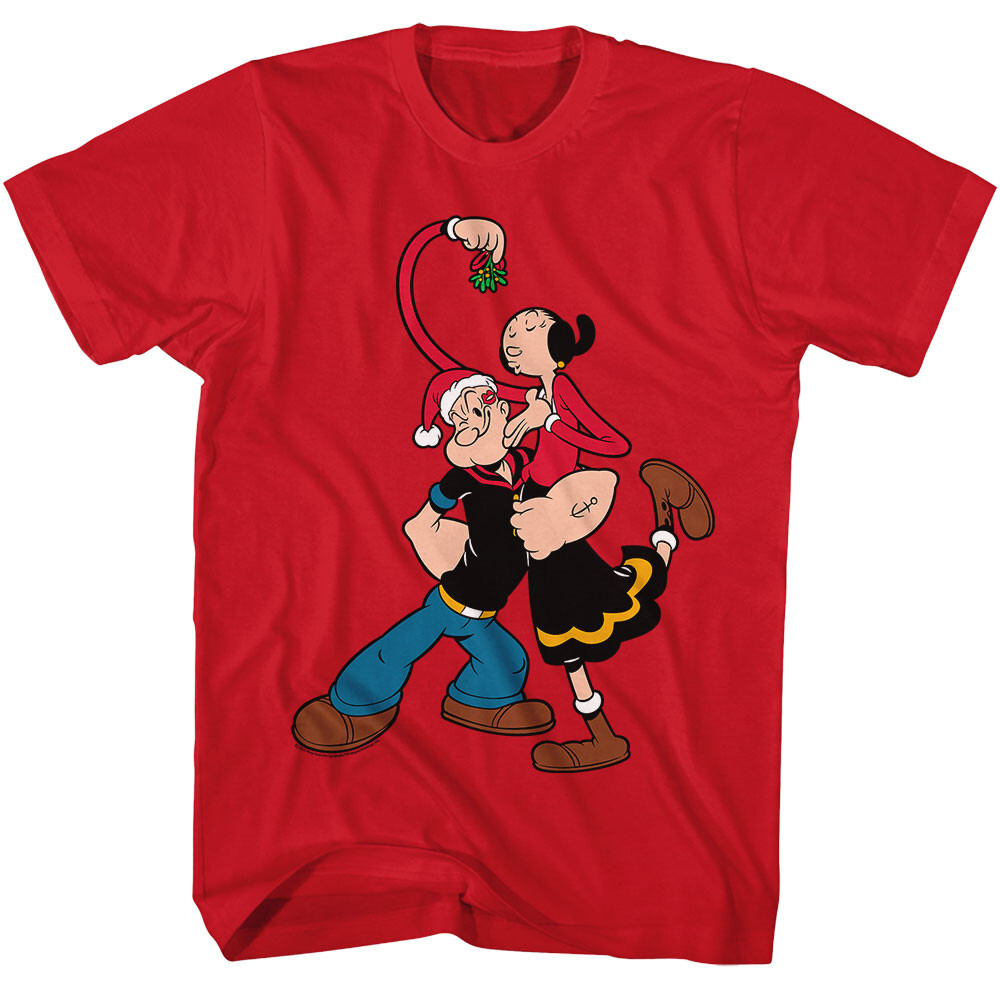 Popeye The Sailor Man Popeye With Olive Oyl Holding Mistletoe Men’s T Shirt