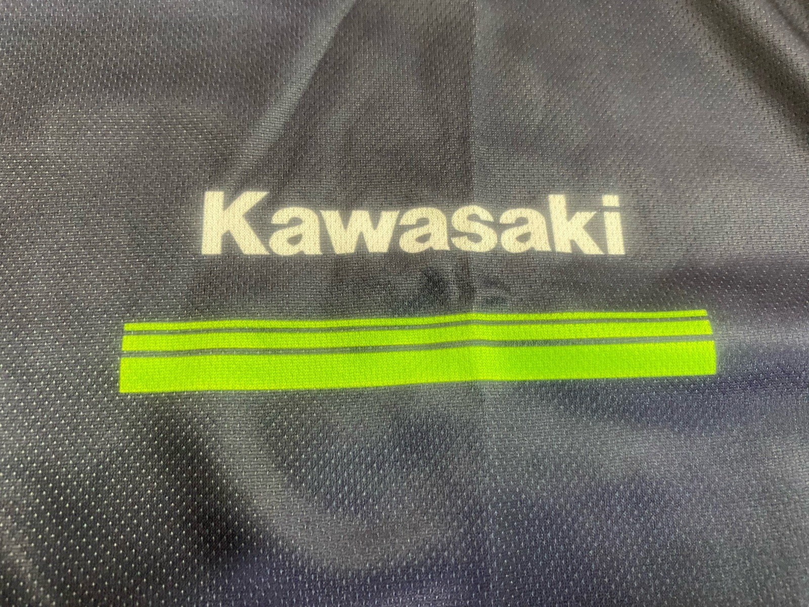 Men XL Motorcycle Quick Drying T-Shirt With Kawasaki Logo Navy/ Green gallery