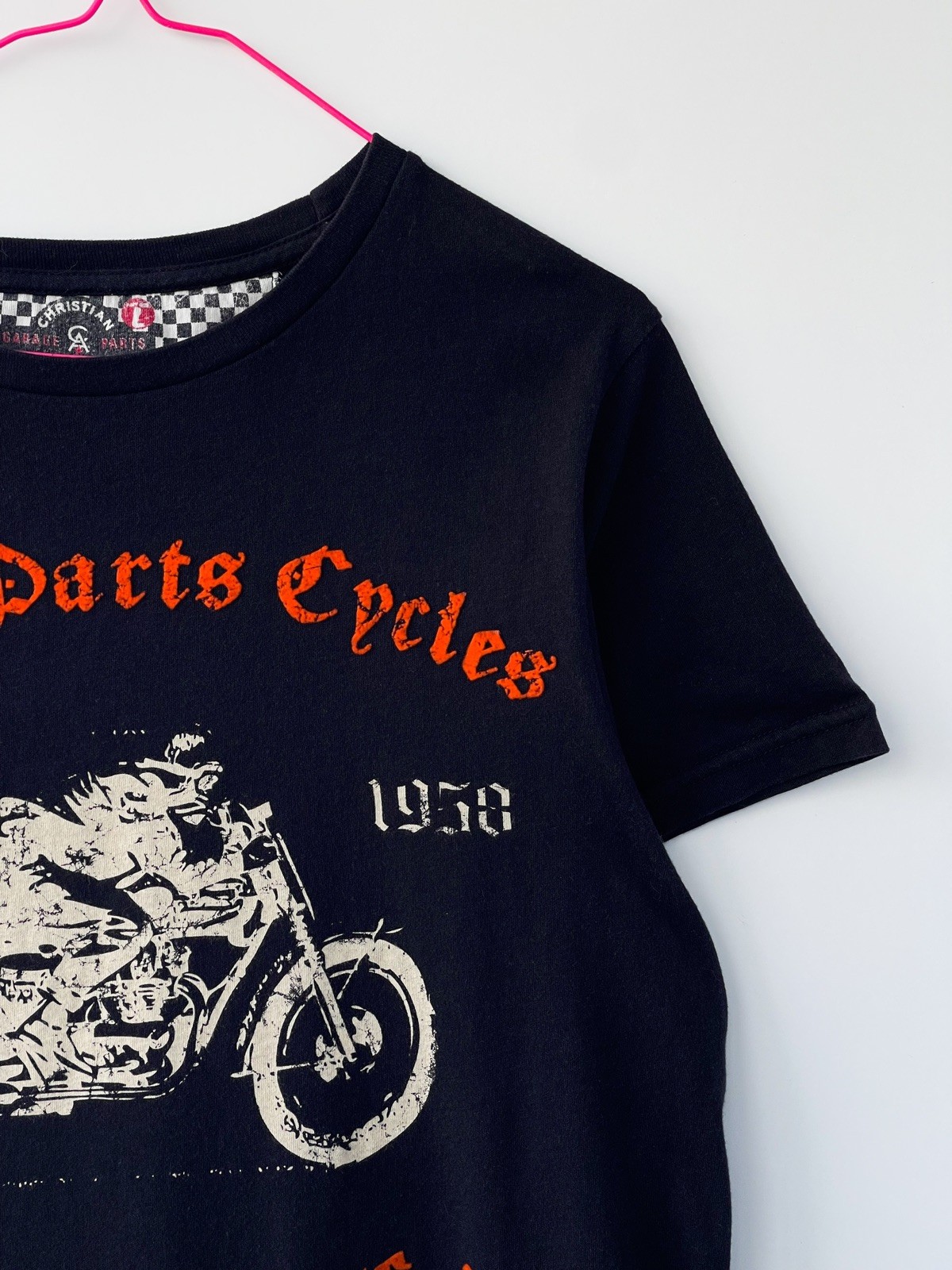 Christian Audigier Men's T-Shirt Black Biker Garage Parts Motorcycle Y2K Size M gallery