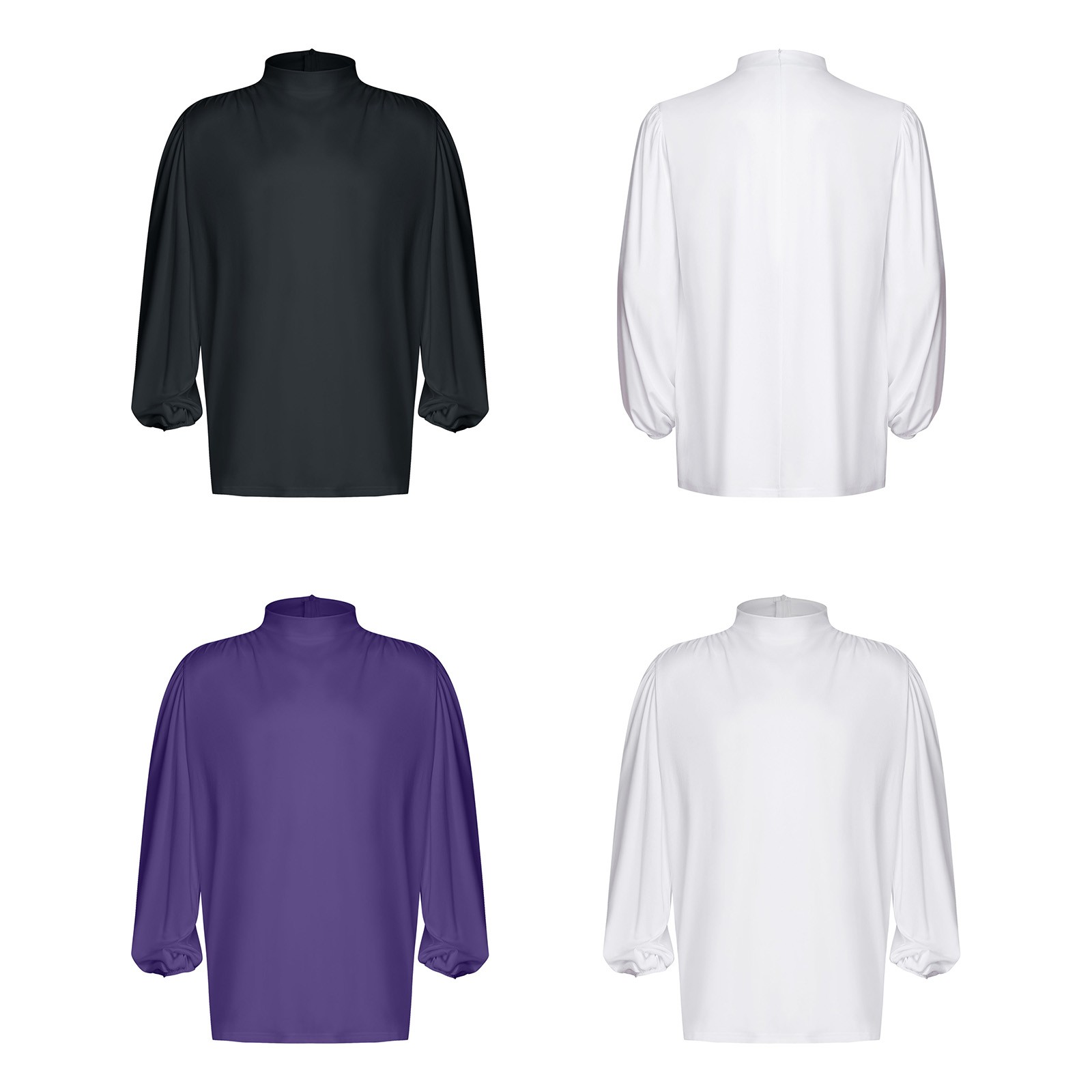 Mens Tops Tunic Blouse Dancewear Shirt Modern Worship Stand Collar Solid Color gallery