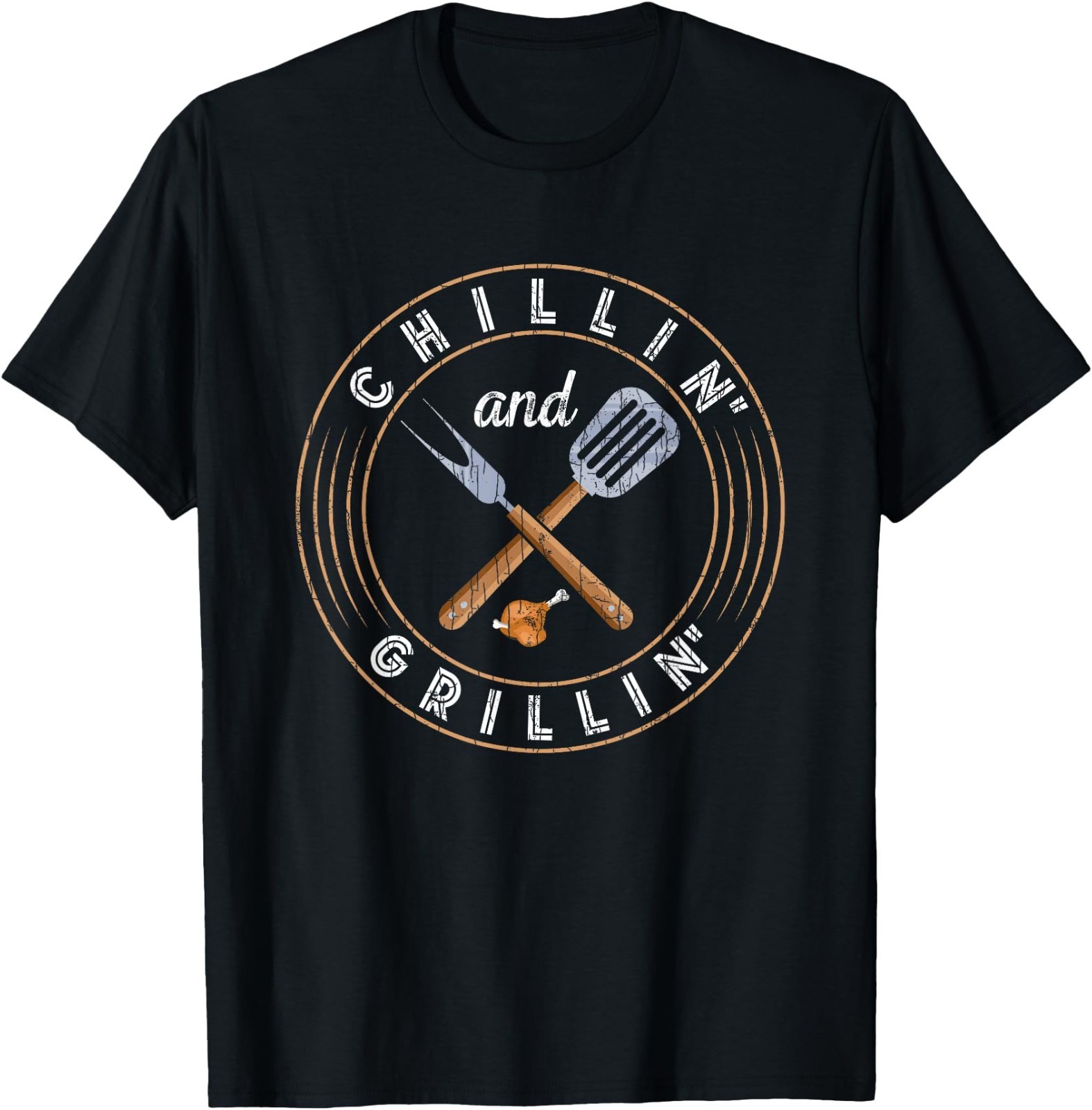 Chillin and Grillin Funny Barbeque Grilled BBQ Lover Graphic T-Shirt gallery
