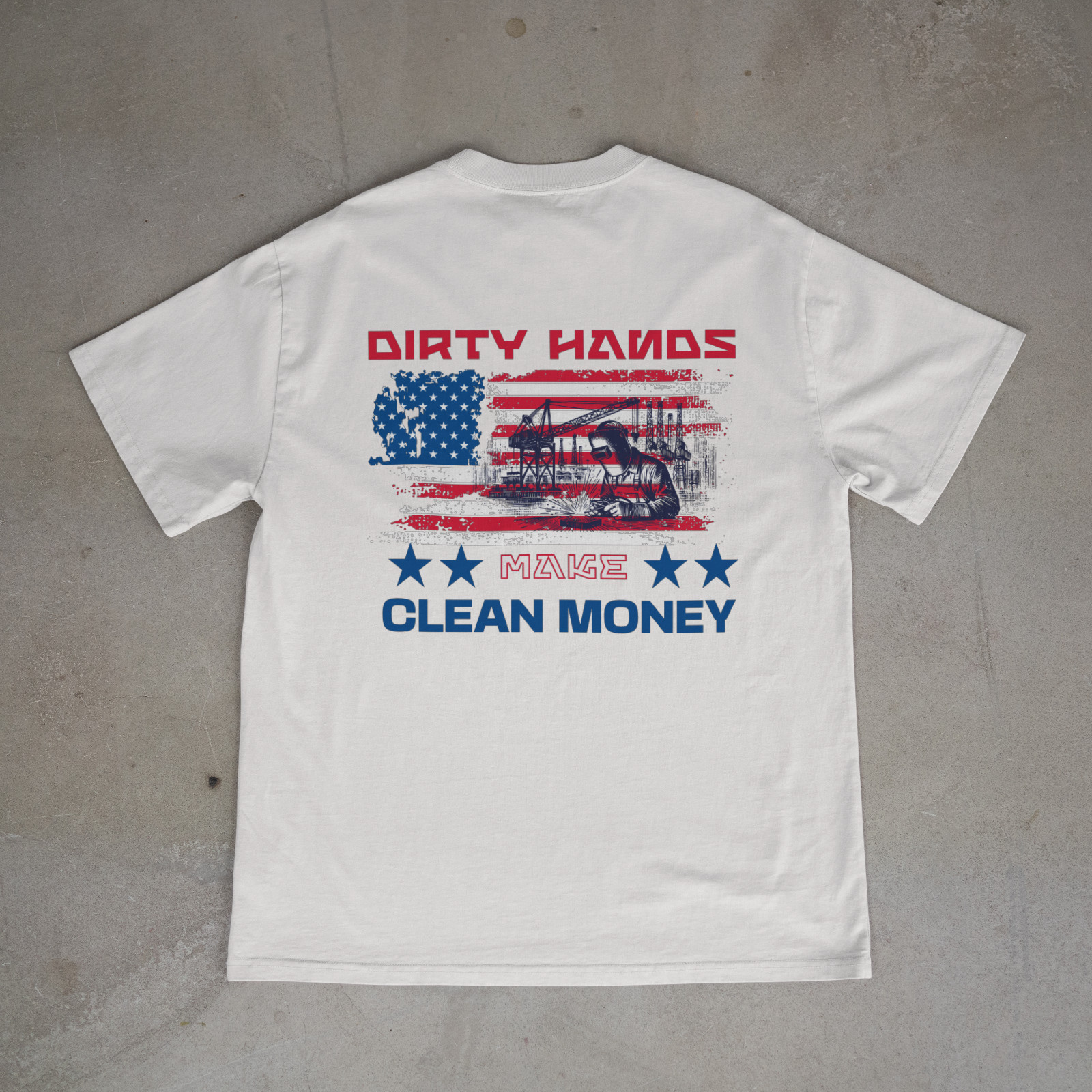Dirty Hands Clean Money Shirt Blue Collar Work Mechanic Tee Back Print gallery