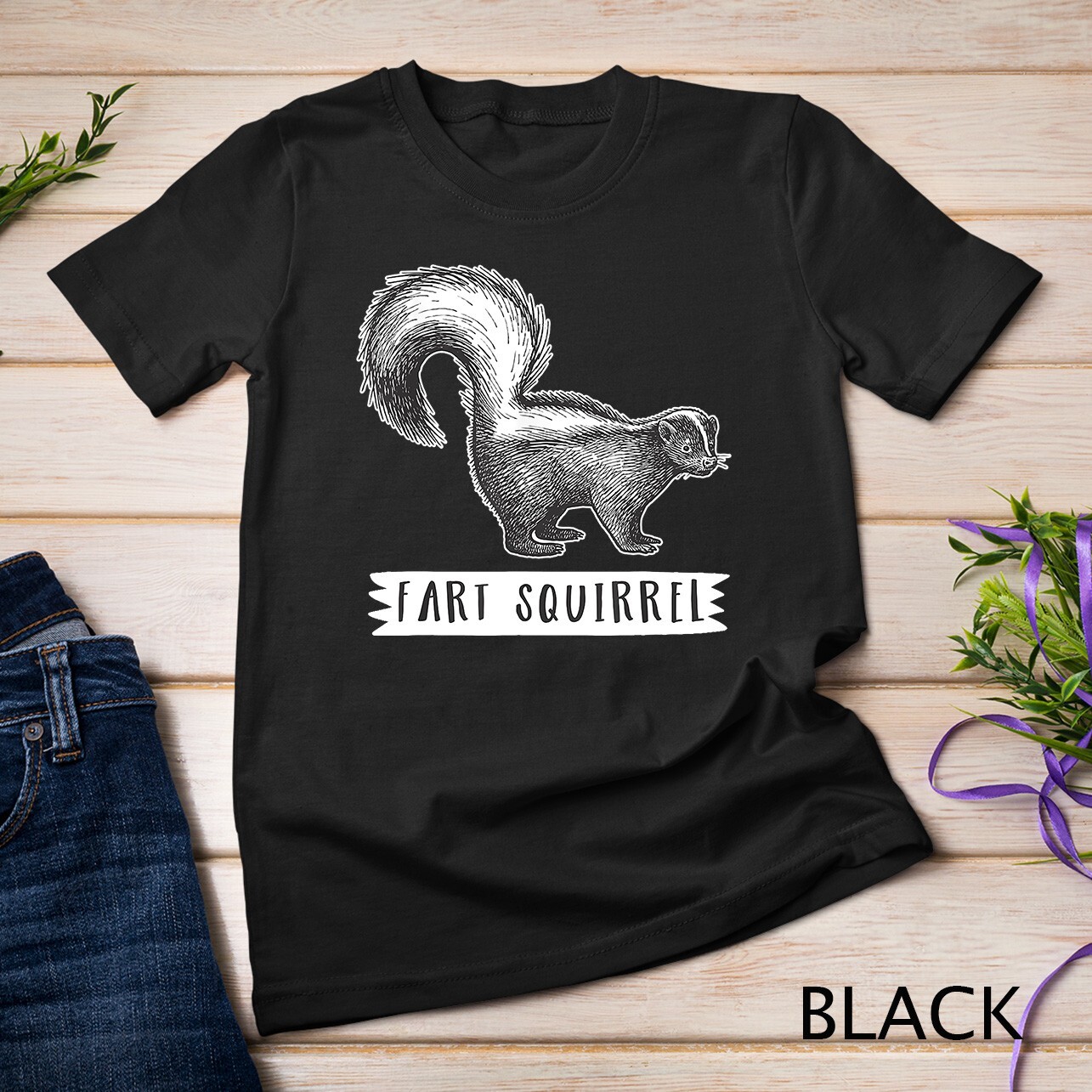 Fart Squirrel Funny Skunk Unisex T-shirt gallery