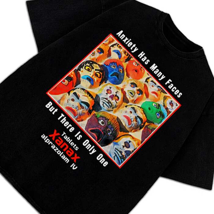 Xanax Anxiety Has Many Faces T-Shirt Vintage AD Retro Custom Graphic Tee gallery