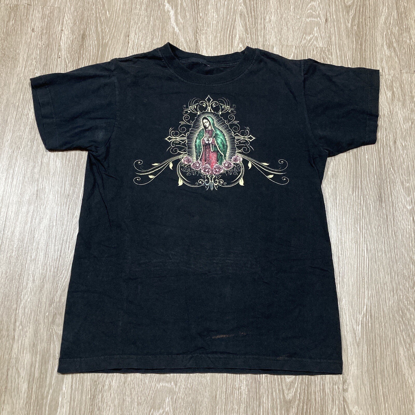 Virgin Mary Shirt M 90s 00s Virgen De Guadalupe Catholic Pray For Us Tee gallery