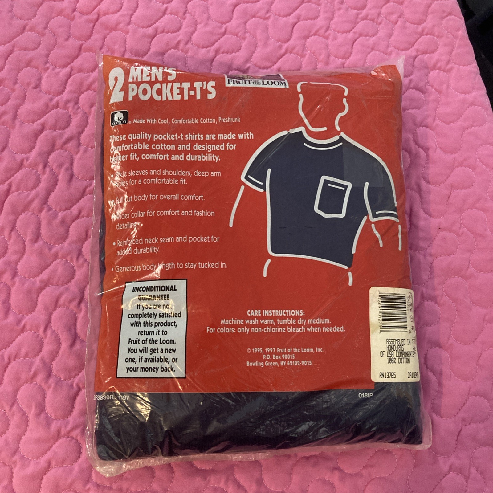 1995 2 Pack Fruit of the Loom Pocket Shirt NOS Vintage XL Navy gallery