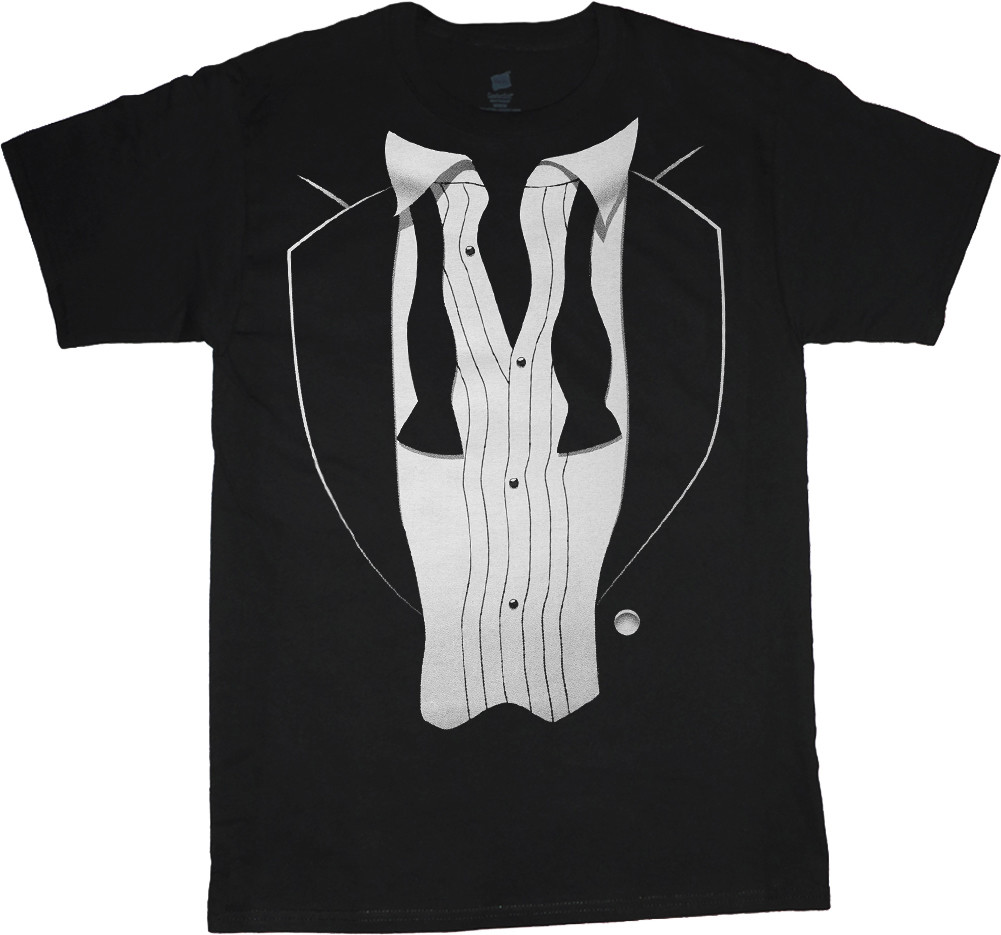 Tuxedo T-shirt Men’s Graphic Tee Loose Tie Tux Funny Decal Design Wedding Tshirt