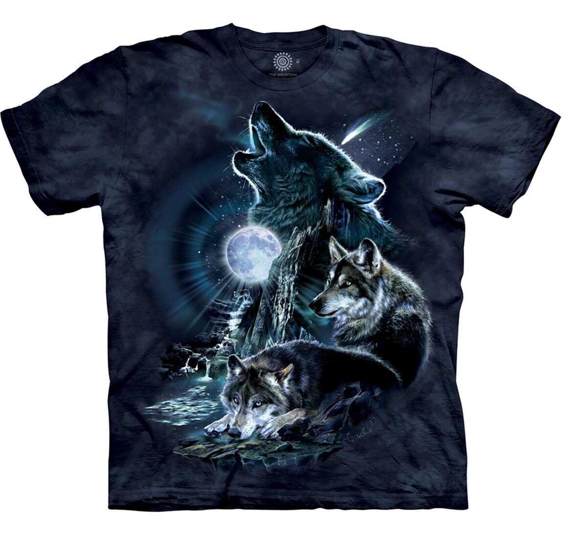 The Mountain Wolf Family Howling Bark at Moon Wolves Dog Blue T-Shirt Adult S-5X gallery