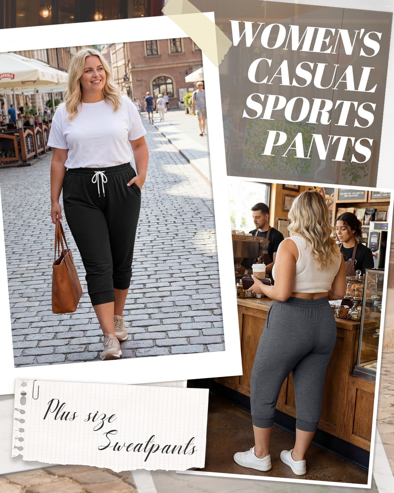3 Pack Women's Plus Size Capris Cotton Lounge Yoga Capri Pants Cropped Casual... gallery