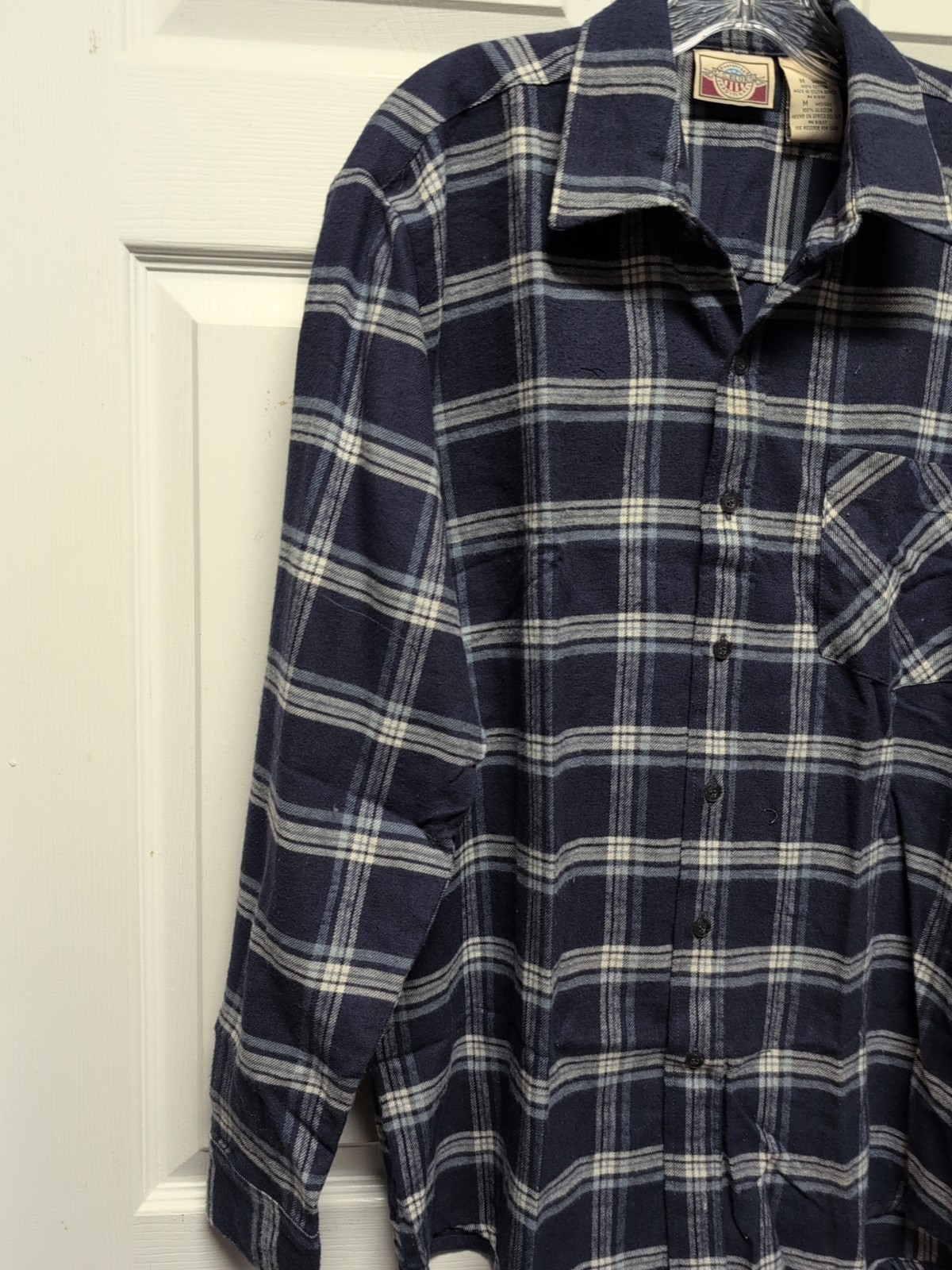 US Blues. Mens Shirt Size M Blue Plaid Flannel Long Sleeve Botton Down gallery