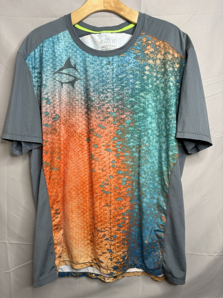 Loco Skailz Performance Stretch Men’s Size XL Short Sleeve Fishing Shirt EUC