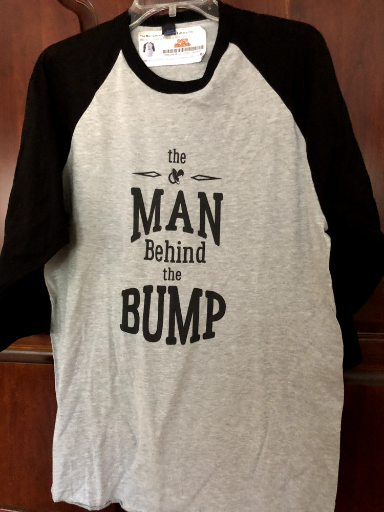 men’sTultex Pop Threads t shirt “The man behind the bump” Large cotton nwts