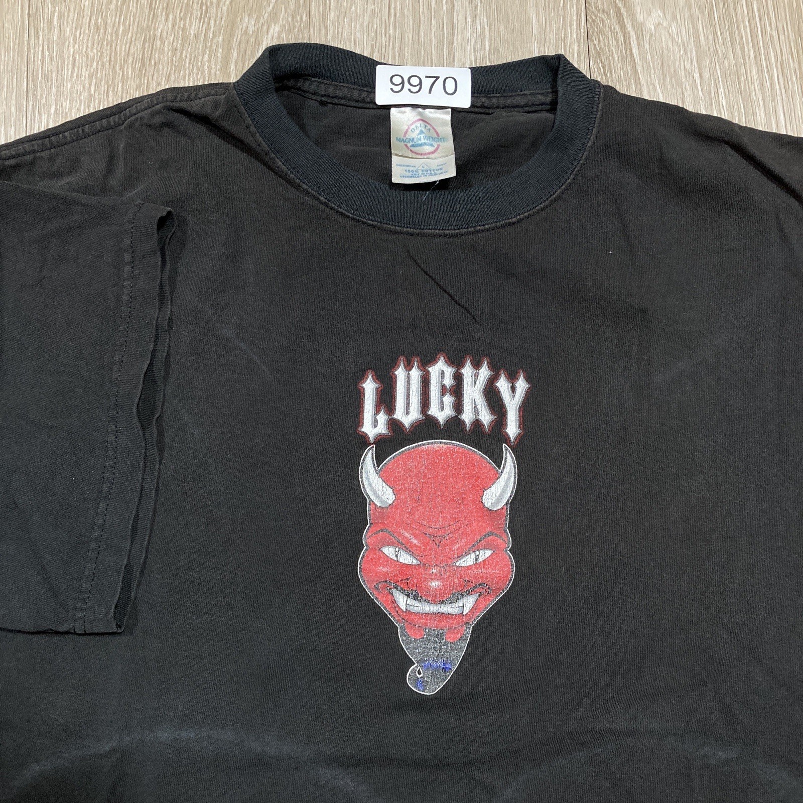 Lucky Shirt L Vintage 90s 00s Devil Skating Skater Skateboard Skate Tee gallery