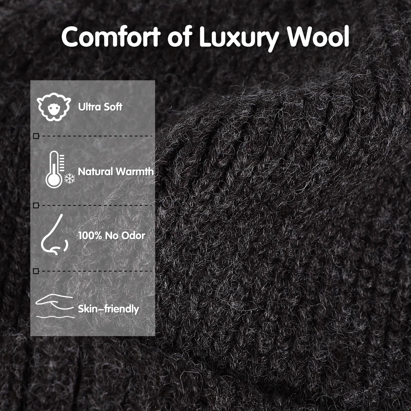 XXL Merino Wool Beanie, Mens Winter Beanie Hats, Winter Hat Knitted Beanies C... gallery