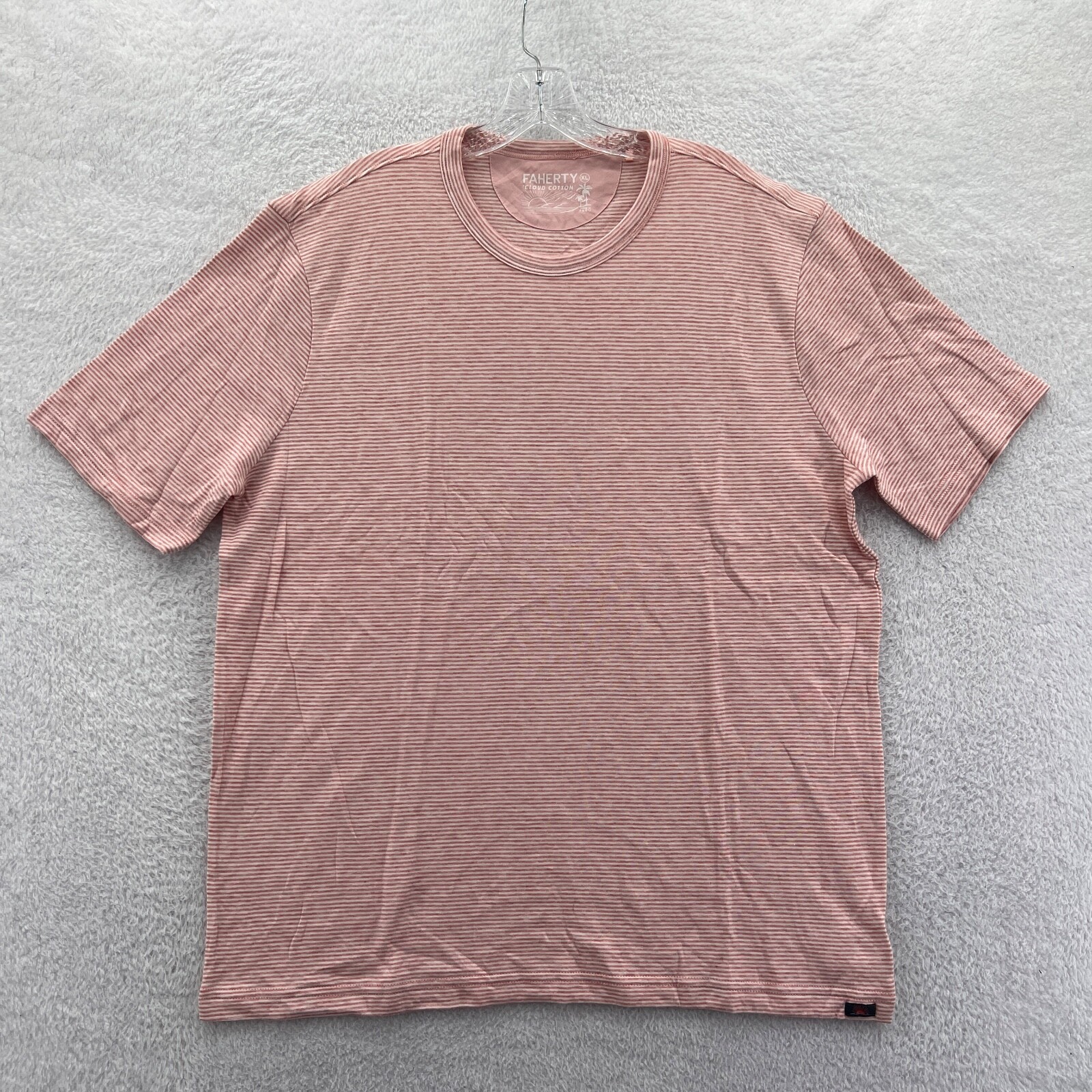 Faherty Striped Shirt Mens XL Orange Cloud Cotton Soft Short Sleeve Tee *B4 New