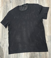 Helmut Lang Men’s Black Mesh Logo Crew Neck Short Sleeve T-Shirt L