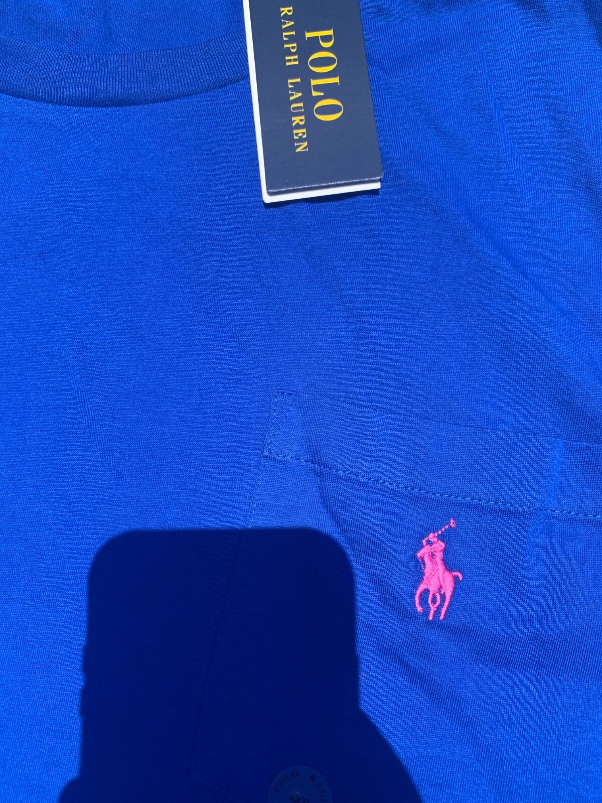NWT Men's 3LT Polo Ralph Lauren Big & Tall Royal Blue Solid Crew Pocket T-Shirt gallery