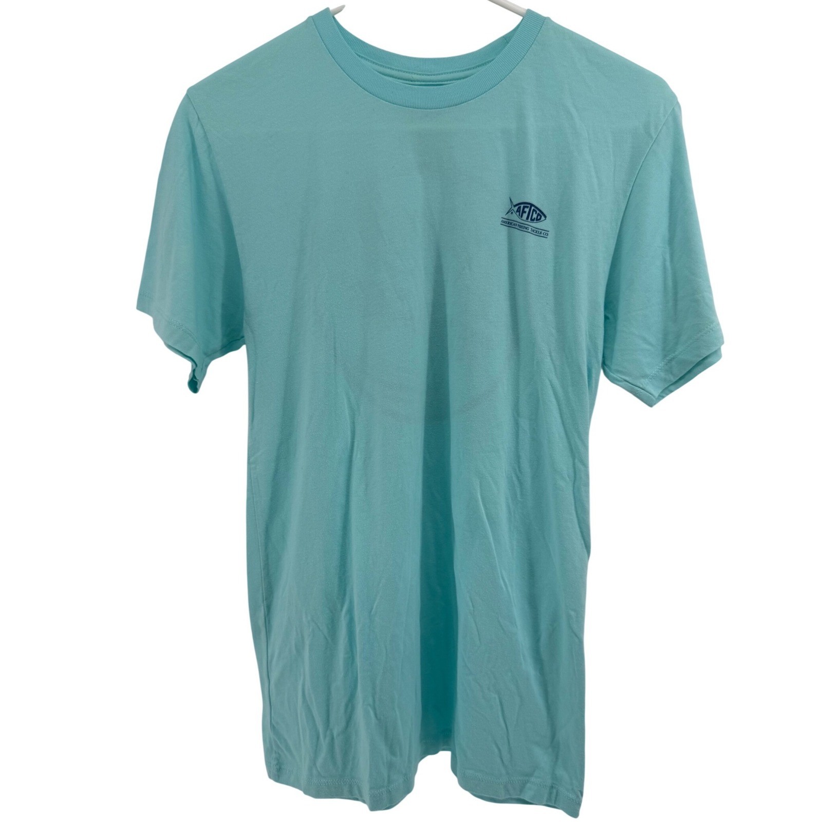 AFTCO Mens Small Aqua T-Shirt Short Sleeve American Fishing Tackle Co. gallery