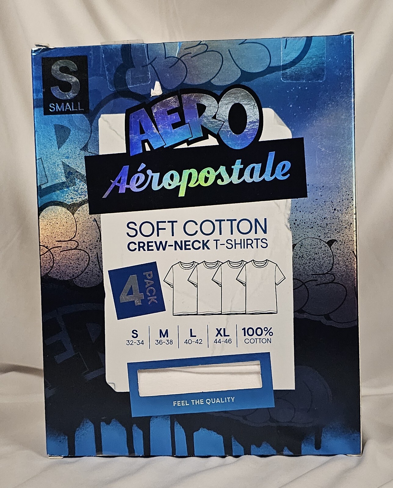 Aeropostale 4 Pack Crew Neck T-Shirts S White Soft 100% Cotton FREE SHIPPING! gallery