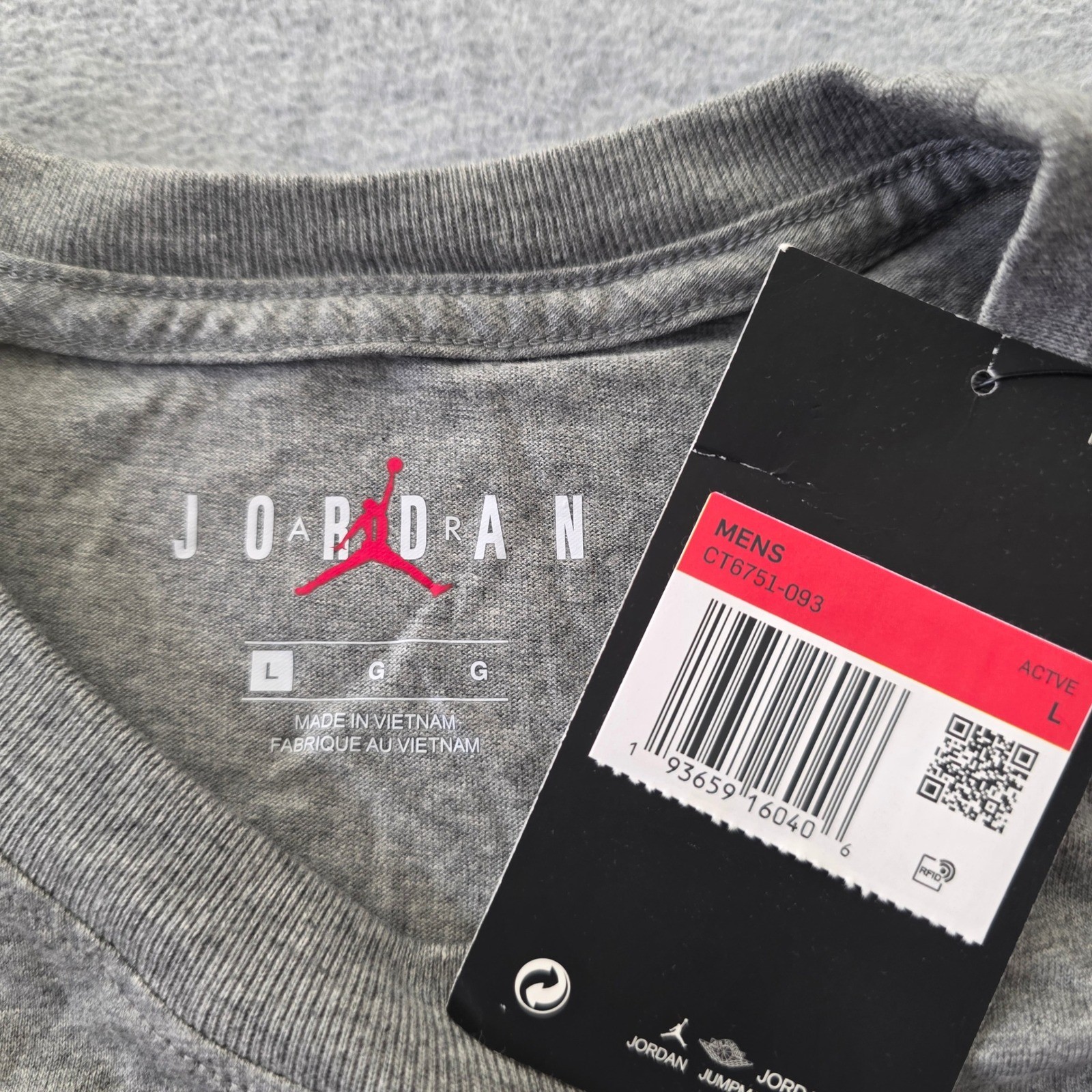Jordan Jumpman Air Mens T-Shirt Grey Black White Graphic CT6751-093 Large NEW gallery