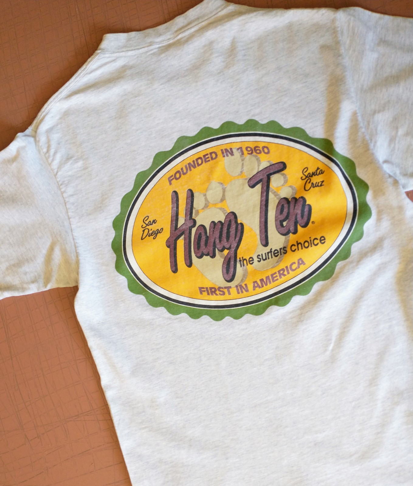 Hang Ten Vintage T Shirt Heather Gray Size L Surfer Surf Beach California gallery