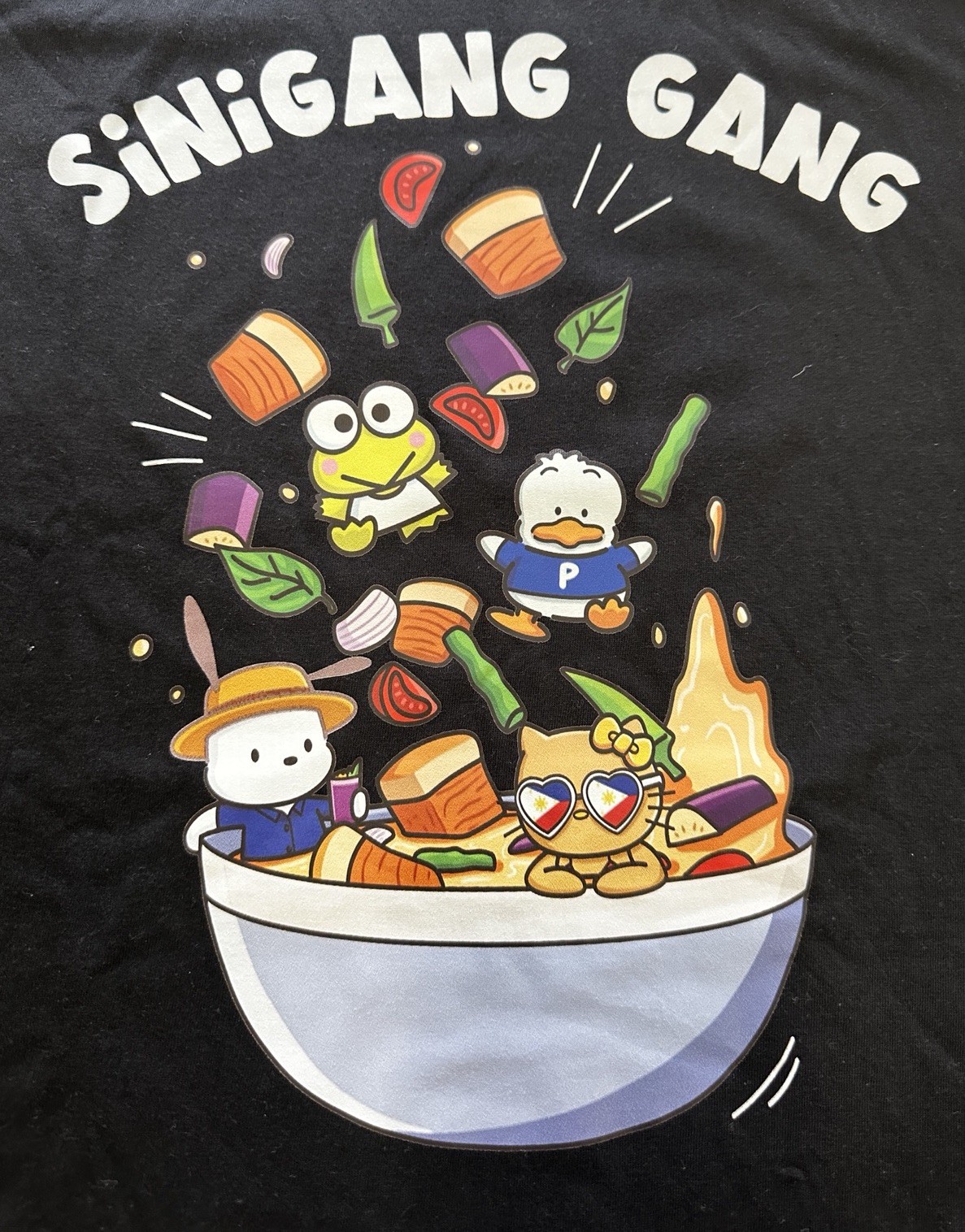 Sanrio Characters Filipino Sinigang Gang T-shirt Unisex XL Black Hello Kitty gallery
