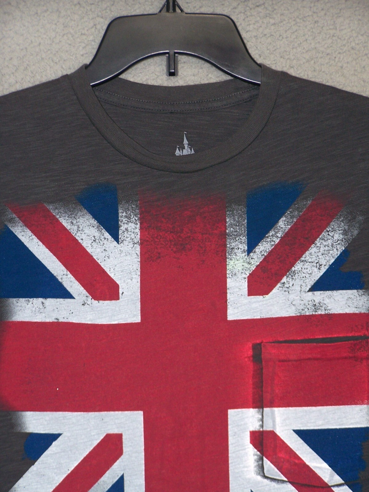 UK Union Jack Shirt Adult Medium Gray Graphic British Flag United Kingdom Mens gallery