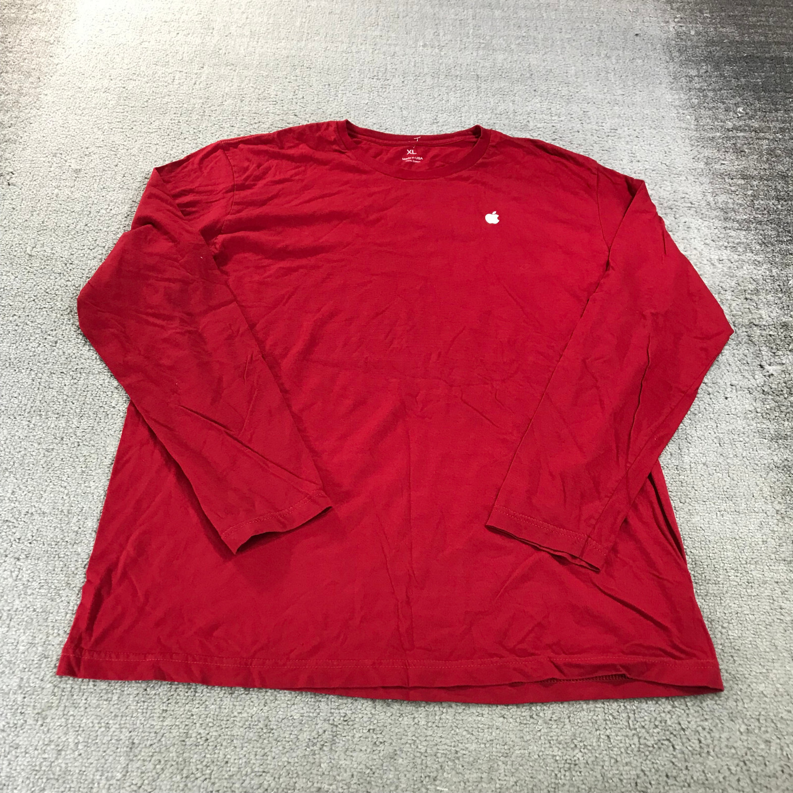 Apple Shirt Mens Extra Large Employee Genius Red Made in USA LOGO Computers