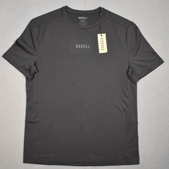NOBULL Mens Workout Tech Tee Black Medium Chest Logo Gray Performance LIght