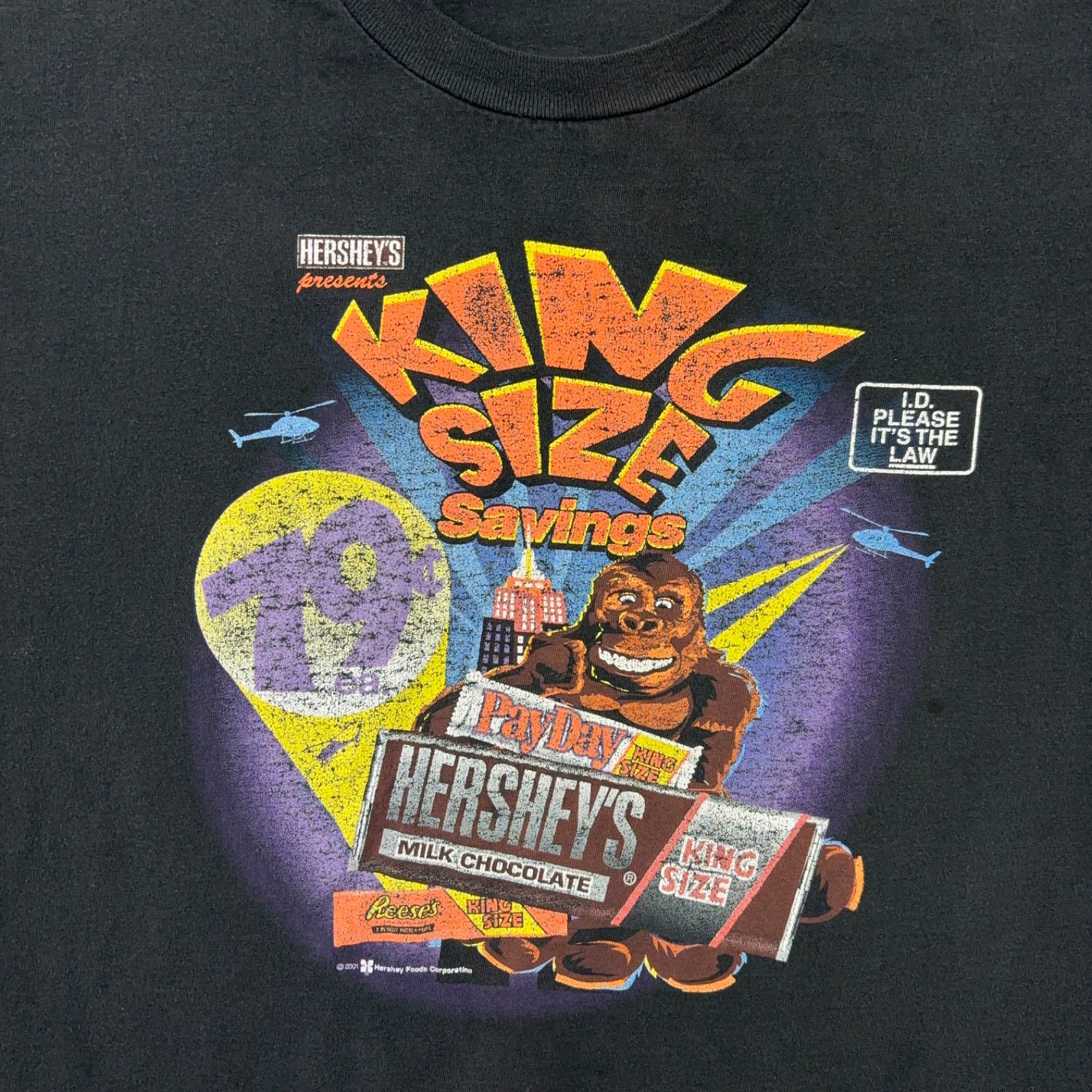 Hersheys Shirt Adult 2XL Black Faded 2001 King Size Candy Promo Graphic XXL gallery