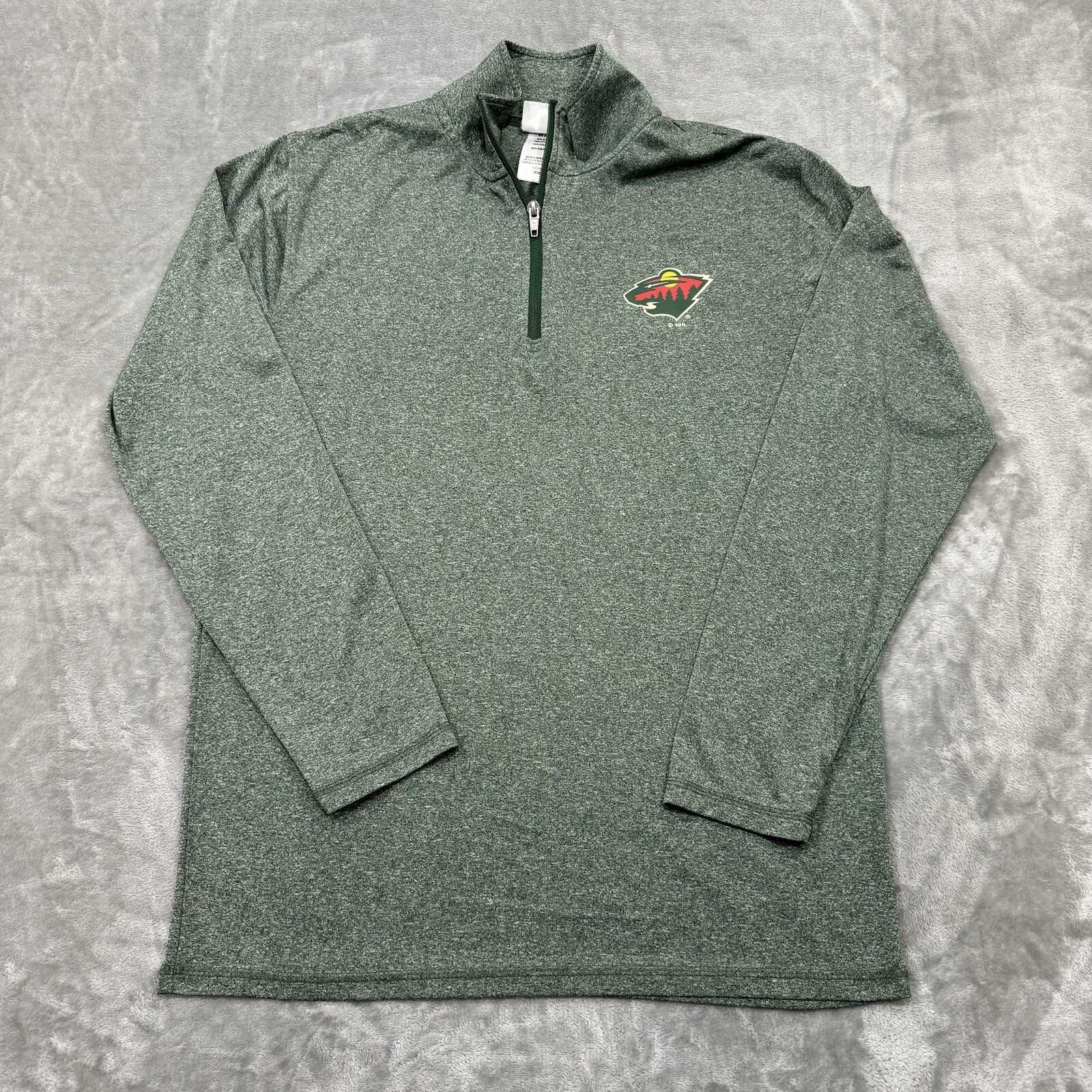 NHL Minnesota Wild Shirt Mens Small Green Long Sleeve 1/4 Zip Lightweight Sport gallery