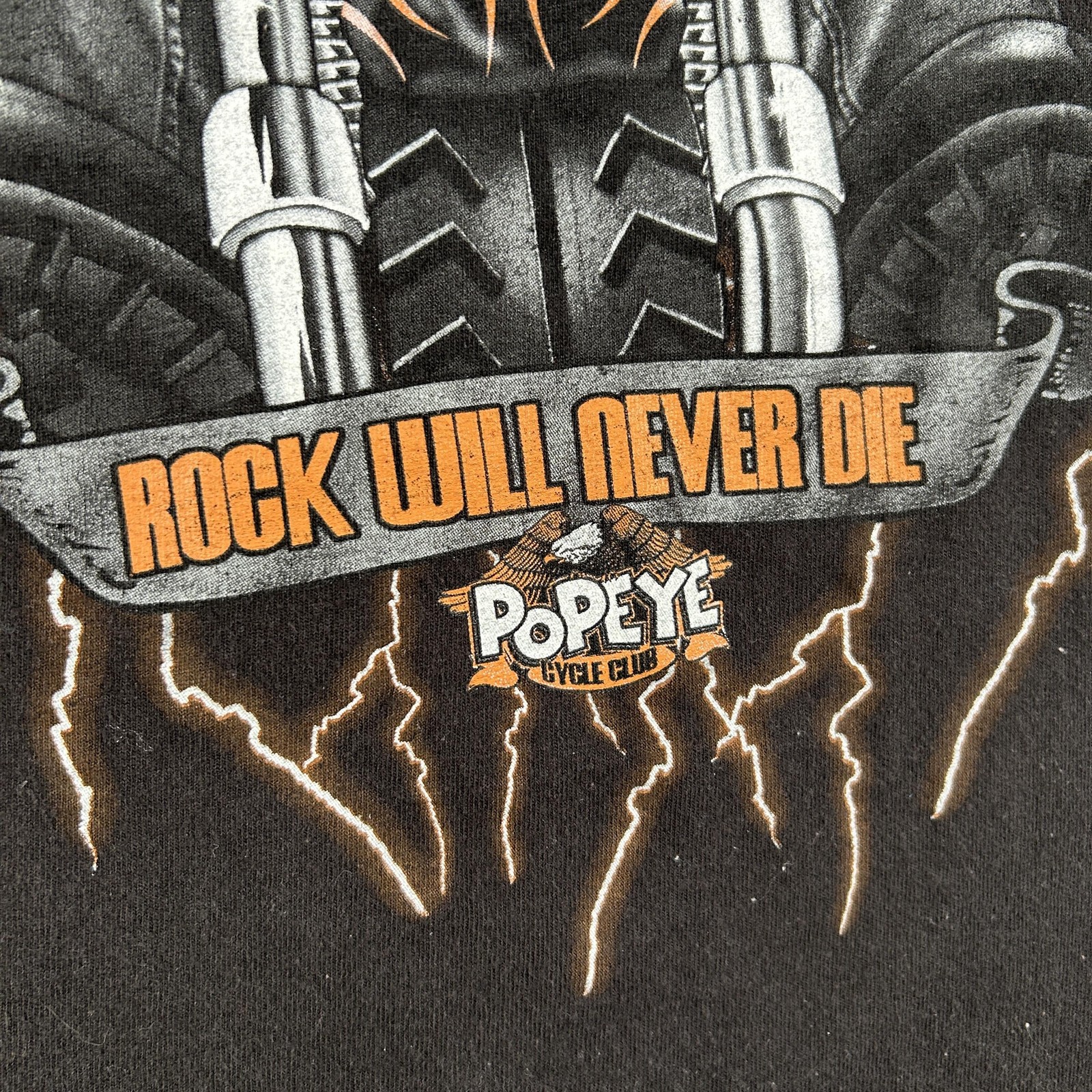 Vintage Popeye Shirt Mens 2XL Rock Will Never Die Motorcycle T-Shirt Delta Biker gallery