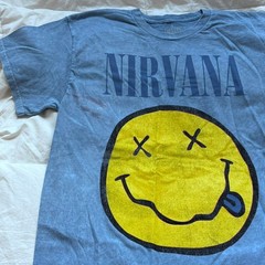Nirvana smiley graphic band tee sz L cotton tie dye crew neck grunge casual emo