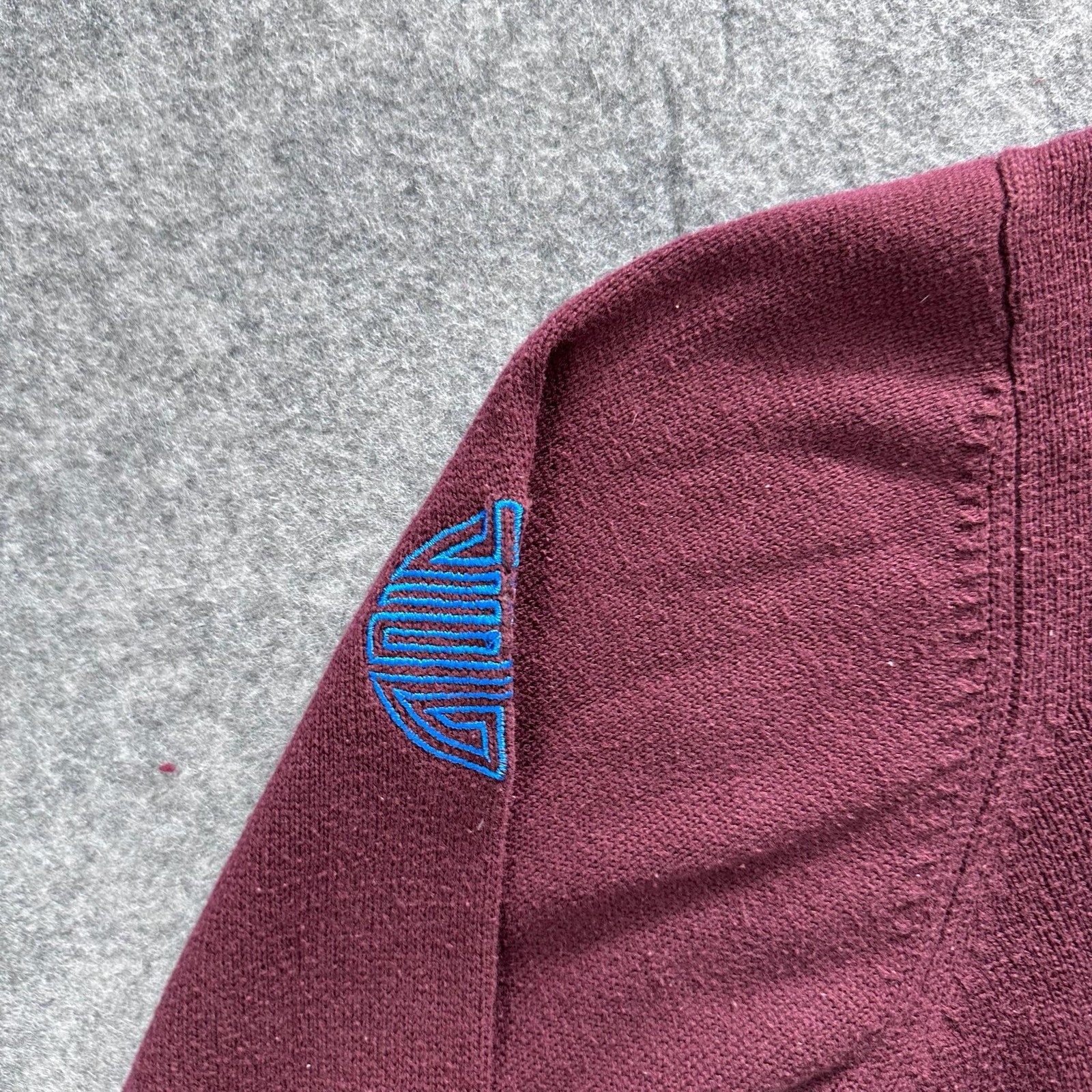 Blue Tibet Sweater Mens L Purple Embroidered Buddha Crewneck Knit Winter gallery