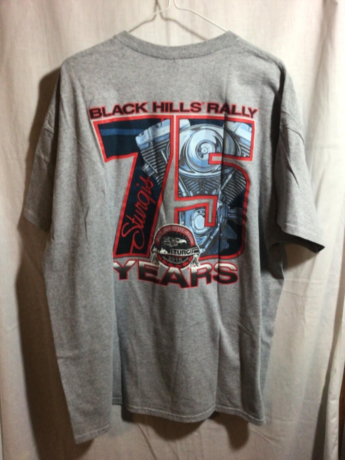 Sturgis 2015 Black Hills Motorcycle Rally 75th Anniversary Gray 2XL T Shirt gallery