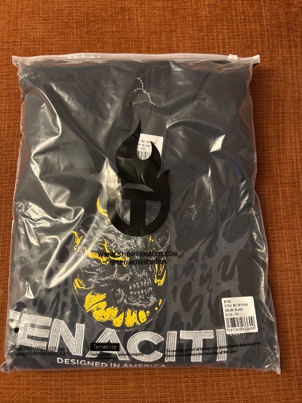 Tenaciti Flaming Skull Hoodie Black/Grey Camo with Yellow Flame Skull Graphic Si gallery