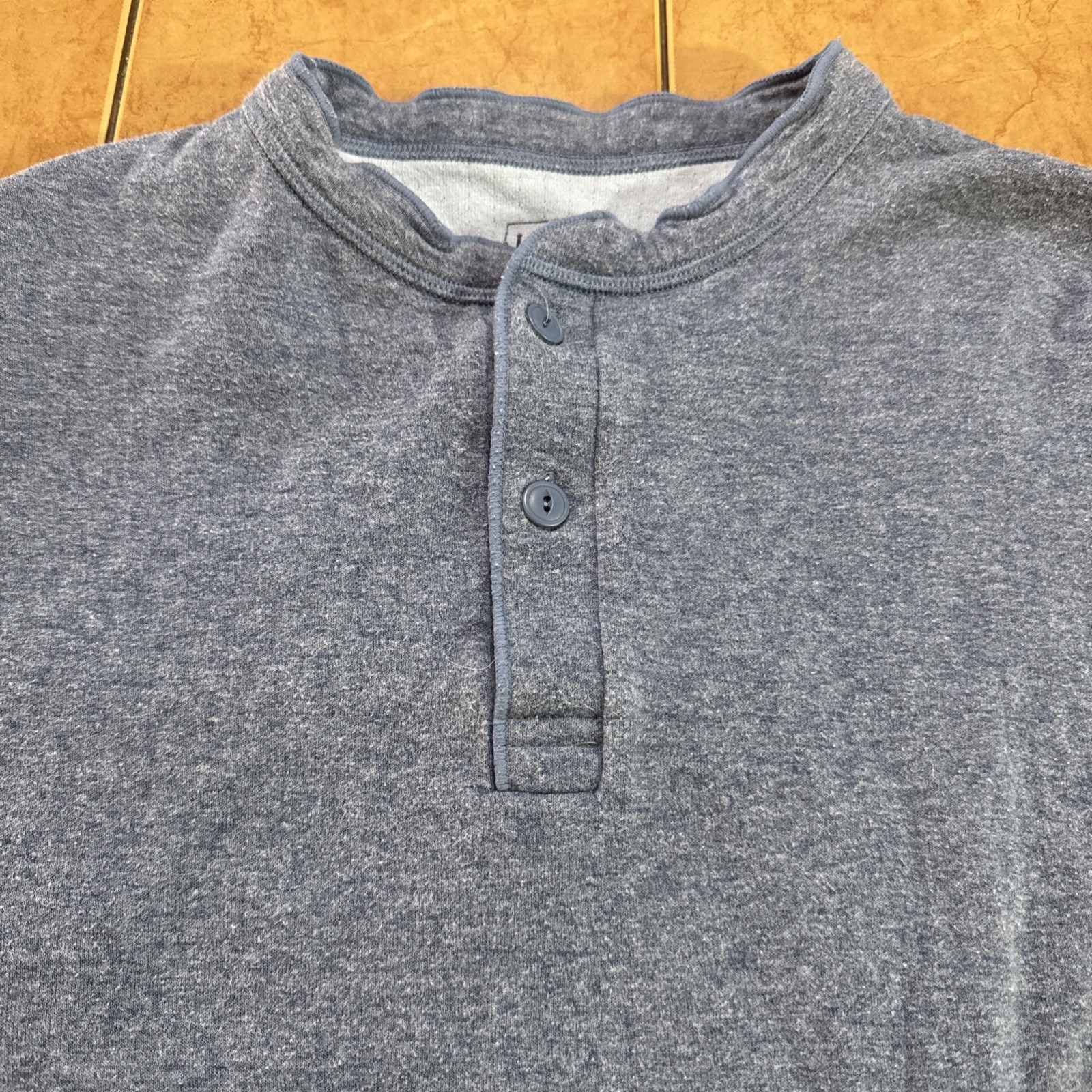 L.L. Bean Two-Layer River Driver's Shirt Sz XL Blue Wool Blend Henley gallery