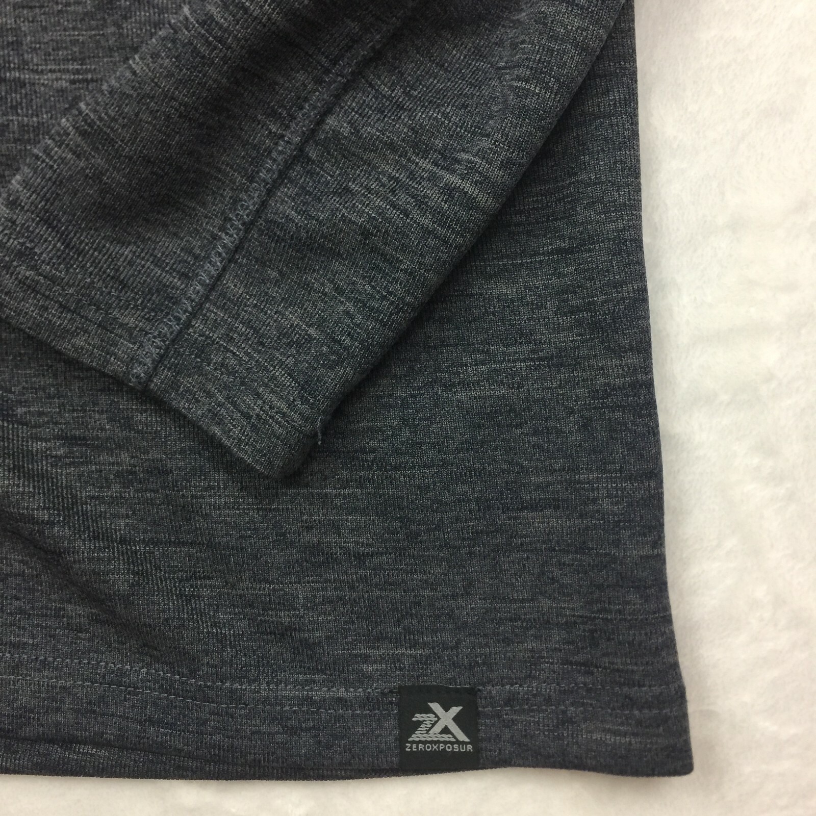 ZEROXPOSUR Men's Henley Long Sleeve T-Shirt Top Sz L/G Dark Gray Ribbed Knit A7 gallery