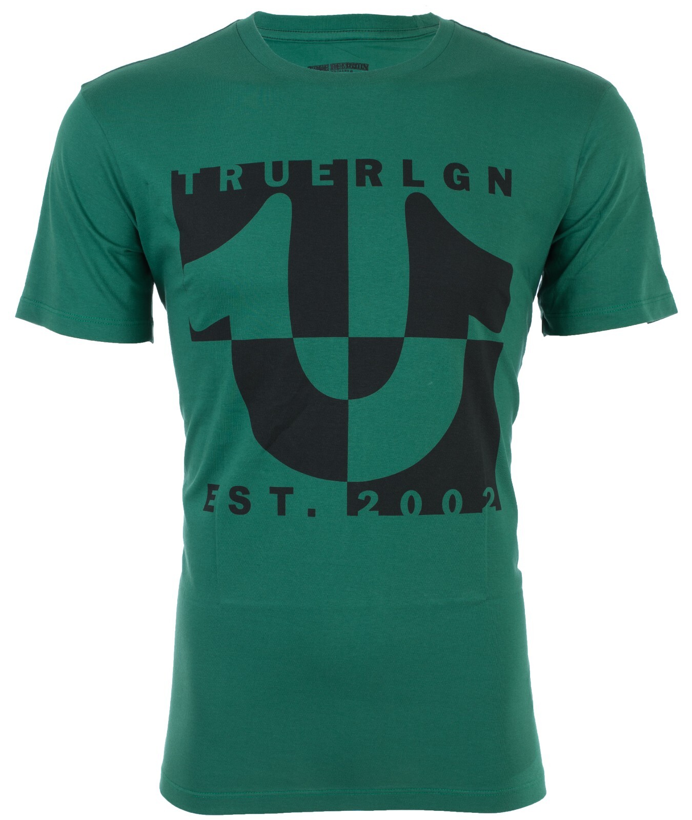 $69 TRUE RELIGION Green HORSESHOE SPLIT Short Sleeve Designer Graphic T-shirt gallery