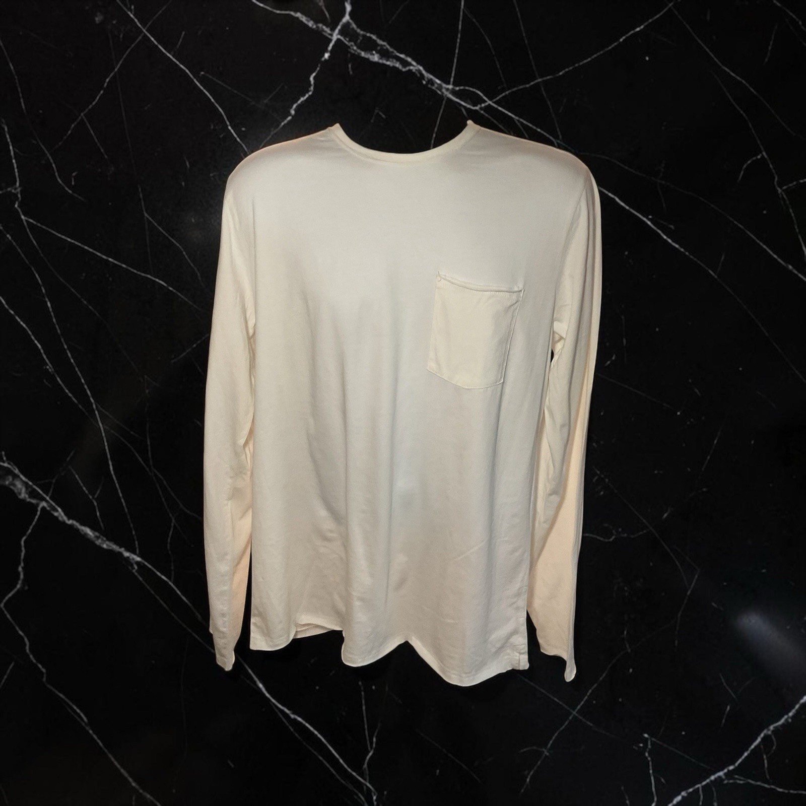 rag & bone Crew Neck Long Sleeve T-Shirt White Solid Men’s Size M