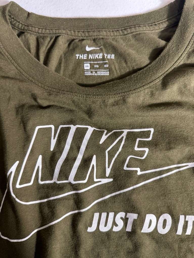 Nike T-Shirt Mens Size 3XLarge Green Short Sleeve Just Do It Logo Tee Graphic gallery