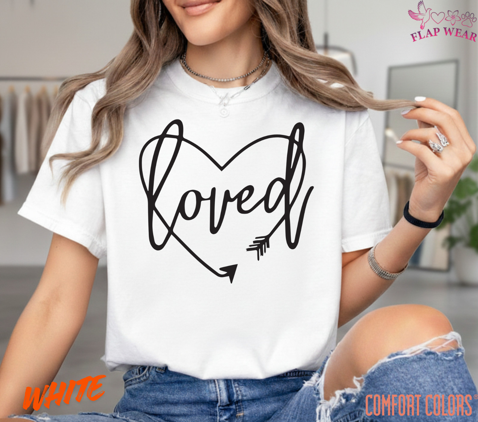 Unisex Loved Cursive Heart T shirt Men T shirt Women valanity Romantic gallery
