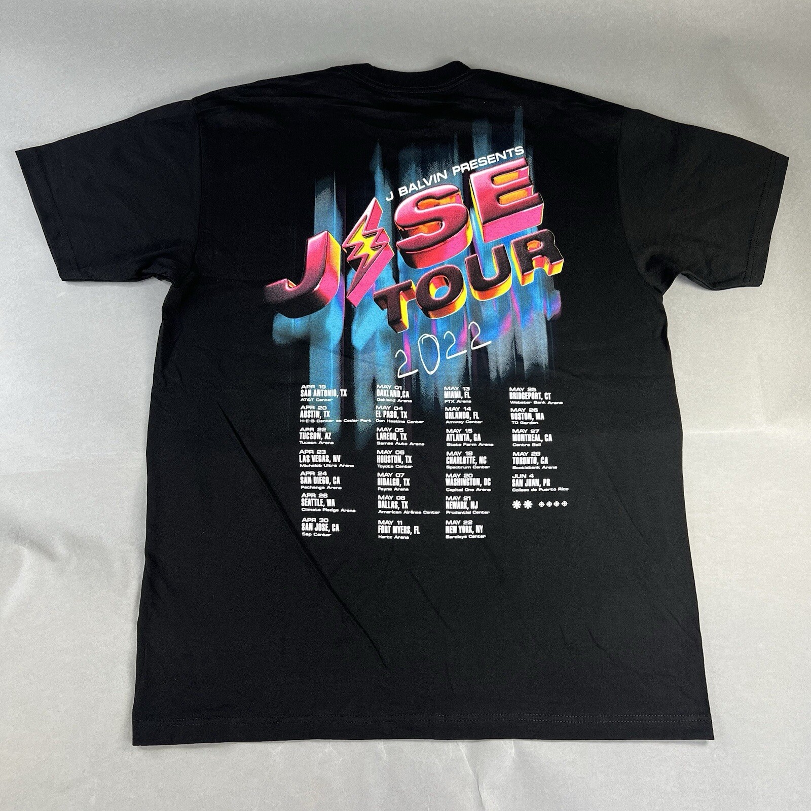 J Balvin Concert Tour Shirt M, Large & XL Men Black Jose Lightning Tee 2022 New