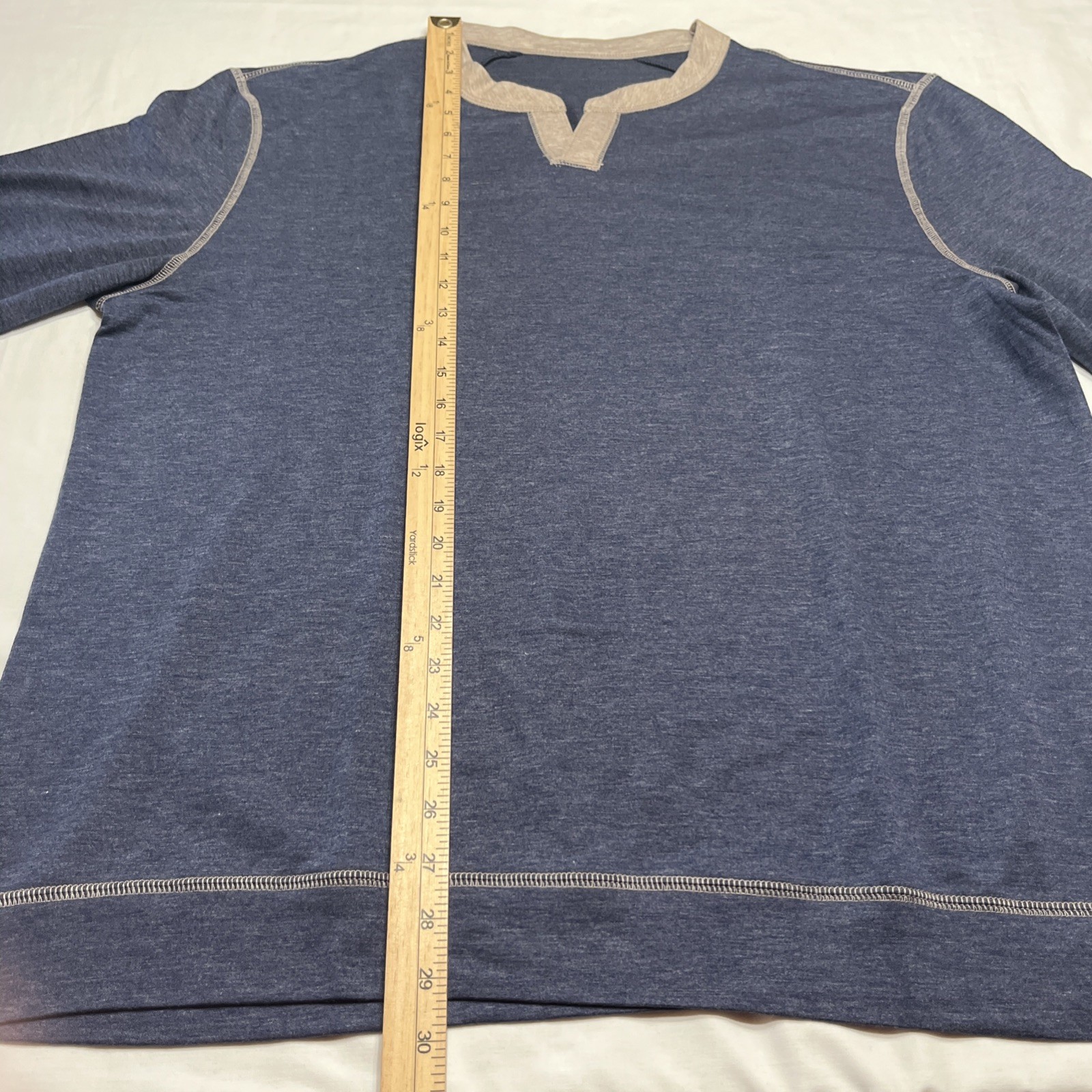 Men’s Henley Longsleeve Shirt Lightweight V Neck Pullover Navy Blue Size XL gallery